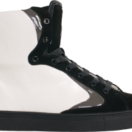 product shot for Spoons Footwear: "The Swagg Surfer" white/black